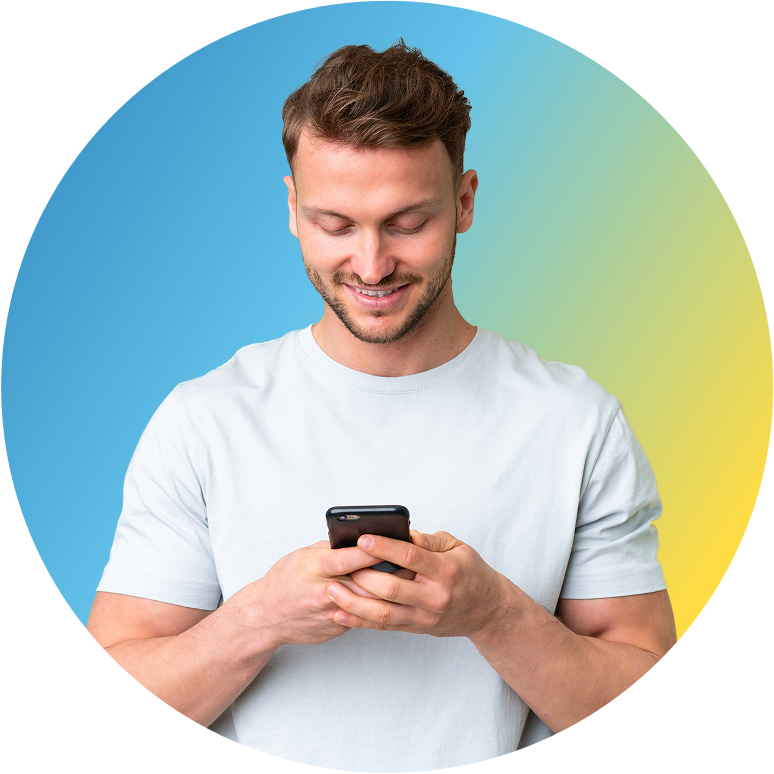 Man looking at his cellphone